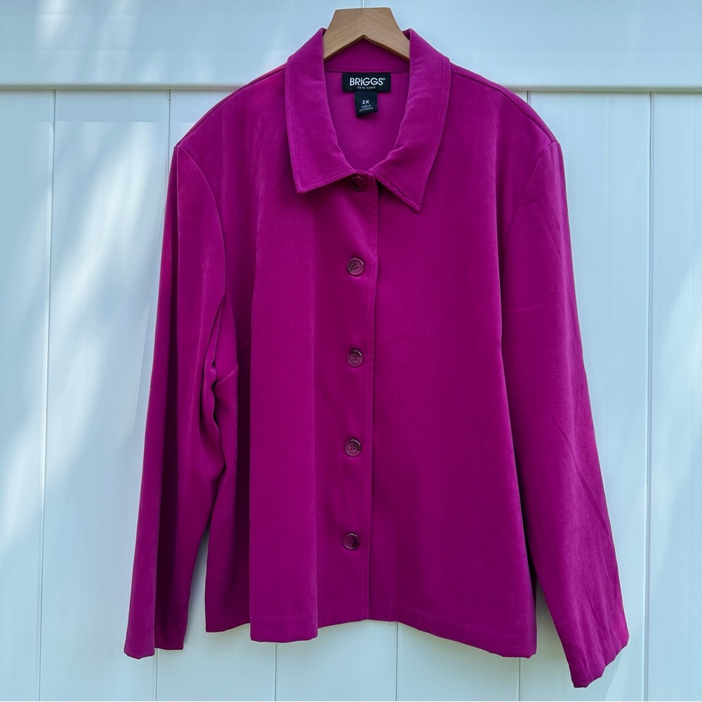 Brigg New York Magenta Suede-Look Blazer 2XL Women’s Barbiecore 80s Style Jacket
